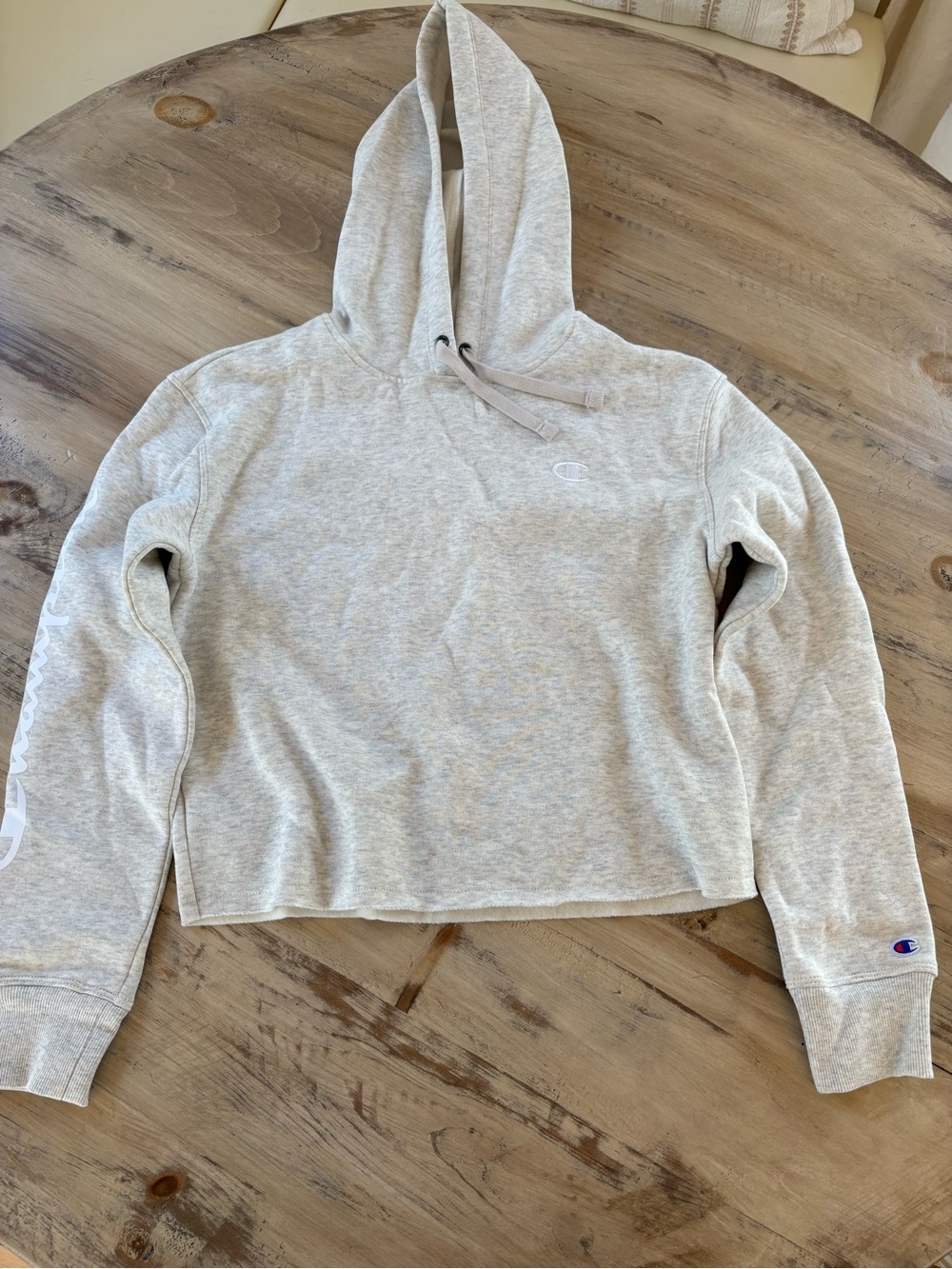 Champion Heather Gray Cropped Hoodie with Logo